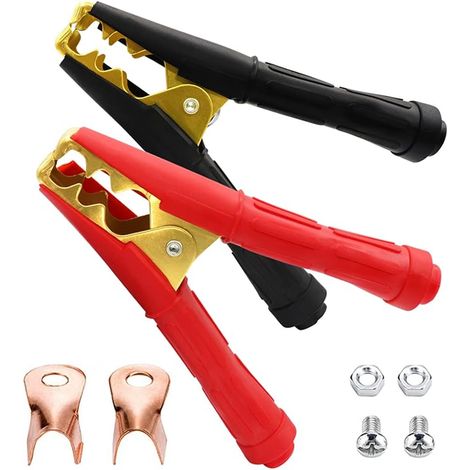 Alligator Clip Car Battery Clamp with Insulation Sheath Copper Alligator Clips for Car Battery Jump Starter Cable (1000A) (1/5)