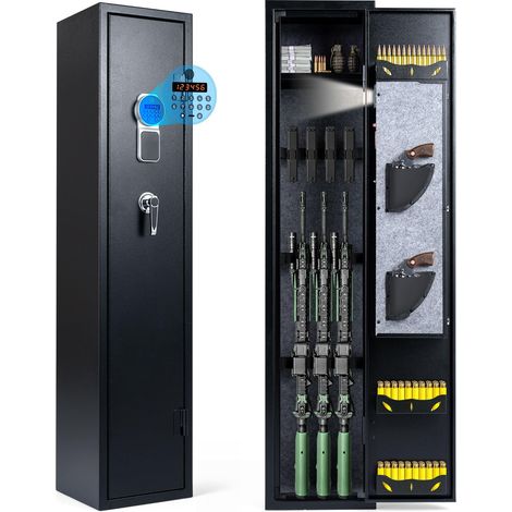 COSTWAY Armoire à Armes pour 10 Fusils, Coffre-Fort 3 Façons Verrouillage (1/5)