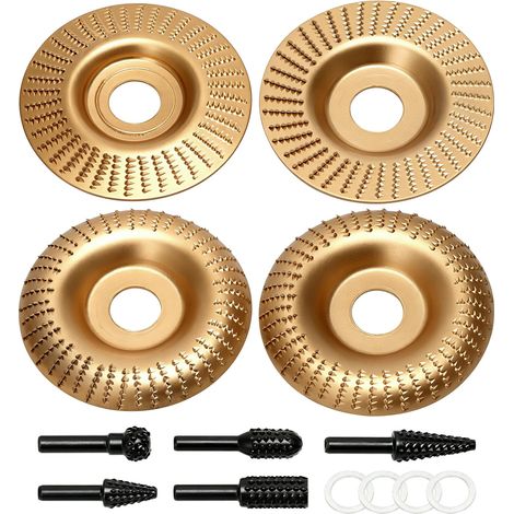 Lot de disques de sculpture sur bois pour meuleuse d'angle avec tiges de fraisage en carbure de tungstène, disques abrasifs pour sculpture et formes sur bois pour le travail du bois et les projets de (1/5)