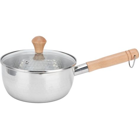 Casserole en acier inoxydable avec couvercle et poignée unique, marmite de complément alimentaire pour petite cuisine.