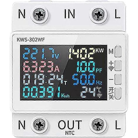 Compteur d'énergie WiFi Tuya avec écran couleur, 2 prises, surveillance de la consommation d'énergie CA, contrôle à distance via application mobile (1/5)