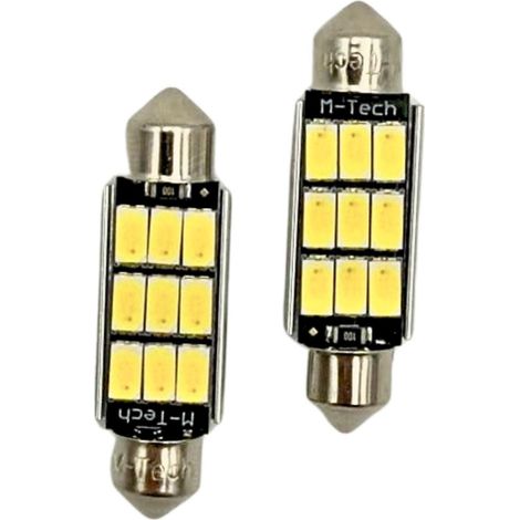 AMPOULES LED X 2 CANBUS - NAVETTE C5W 41MM 9XSMD5630 BLANC