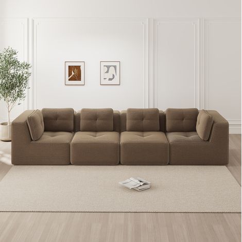 sofá modular esquinero de corduroy marrón OKMYHOME (1/5)