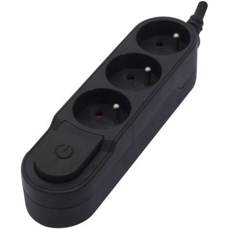 Bloc multiprise interr. 3x16A 1,5m - Noir - Chacon (1/3)