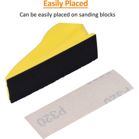 Ortviai Ponceuse manuelle mini 3,5 x 1 pouce pour travaux fins – 70 feuilles abrasives 40 à 320 grains, jaune (1/5)