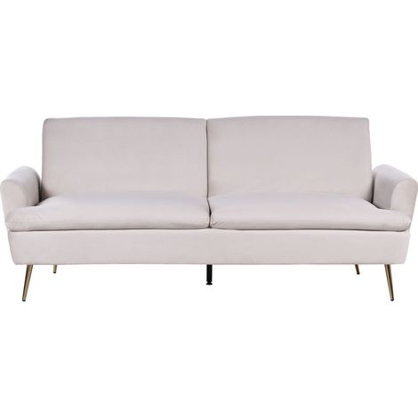 Sofa Bed 3 Seater VETTRE Velvet Light Beige (1/5)