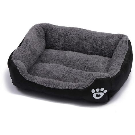 Hundebett Viereckig Schwarz S (43x32cm) Flauschig Weich für Kleine Hunde & Katzen