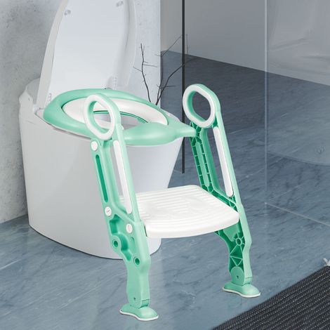 Siège Toilette Enfant Pliable et Réglable,Réducteur de WC Pour Enfant Réducteur de Toilette Bébé pour D'apprentissage à la Propreté (vert clair) (1/5)
