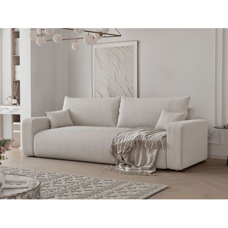 Sofa 3-Sitzer mit Schlaffunktion LUNA in Stoff Poso Altweiß (1/5)