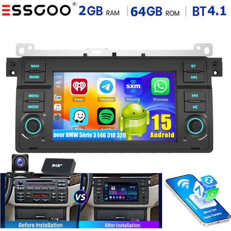 Autoradio DAB+ 7" Android 15 32/64 Go pour BMW Série 3 E46 318 320 avec navigation GPS, Wi-Fi et CarPlay - 2+64G DAB+ CAM (1/5)