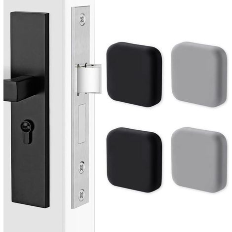 silicone door handle protectors, square wall protectors. Silent wall protection for handles, door stop buffer (black x2, grey x2) (1/5)