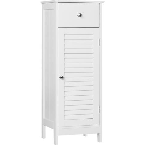 Homevive Mueble Armario de Baño Estrecho con Cajón y Puerta para Salón Dormitorio Pasillo 32 x 30 x 87 cm Blanco (1/5)