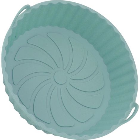 Lot de 2 poêles rondes en silicone, résistantes à l'huile, antiadhésives, réutilisables, avec poignées, pour un usage domestique, forme droite, cyan (1/5)