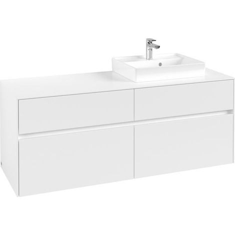 Vasque VB Collaro US 1400x548x500mm 4 Éléments, lavabo blanc mat