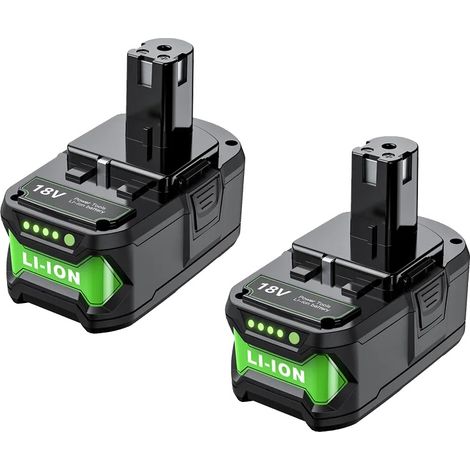 Batteria di ricambio, 8.0Ah/9.0Ah, 18V, compatibile con Ryobi, confezione da 2 da 8000mAh (1/2)
