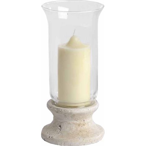 Hurricane Lantern - Stone - L14 x W14 x H30 cm - Cream