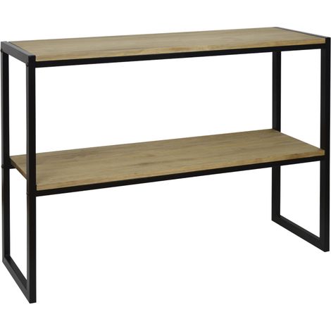 Consola iCub con bandeja 120x32x75cm Negra en madera maciza de pino acabado vintage estilo industrial Box Furniture