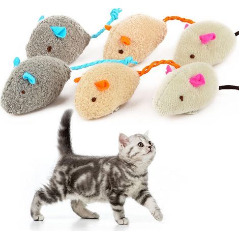 Lot de 6 souris en peluche pour chatons et autres petits animaux de compagnie. (1/5)