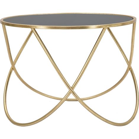 Tavolinetto ring struttura in ferro color oro e vetro per interni (1/5)