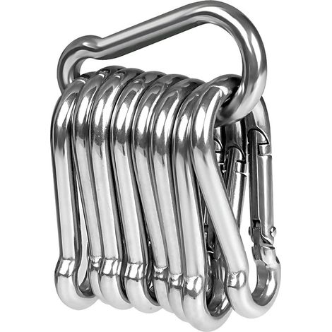 15 robuste Karabiner aus Edelstahl 304 mit hochwertigem Ratschenverschluss, geeignet für verschiedene Steighilfen und Griffe mit Ösen, 40 mm x 4 mm (1/4)