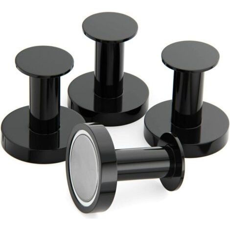 Ganchos magnéticos para colgar abrigos y bolsos, 4 ganchos de pared negros extremadamente resistentes, perchero para colgar sobre la puerta con imán metálico (1/5)