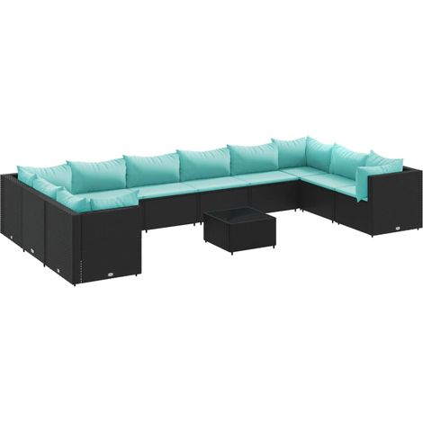 Maison Exclusive - Set Mobili da Giardino 11 pz con Cuscini in Polyrattan Nero