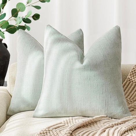 American Retro Soft Textured Chenille Throw Pillow Cover, Solid Color, Sofa Cover (No Filling) -- Azure Blue -- 6060