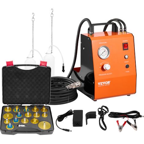 VEVOR Kit Spurgo Freni Elettrico, Kit Adattatore Completo per Fluido Freni Elettrico 220 V con Manometro e Pompa dellAria Integrata, Set Adattatori Versatili per Spurgo Freni per Alimentazione CC CA