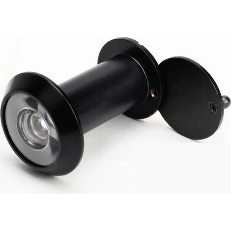 Türspion, 200° Messingspion mit Überwachungsabdeckung zum Einbau in Türblätter von 35 mm-60 mm (1 Stück, schwarz)