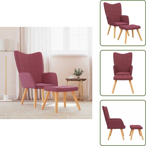 Silla de oficina - vidaXL Sillón de relax con reposapiés tela rojo tinto - Silla con reposapiés