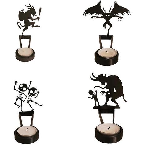 Bougeoirs d'Halloween à l'ombre, décorations de table pour bougies, lot de chandeliers effrayants pour ambiance festive. (1/5)