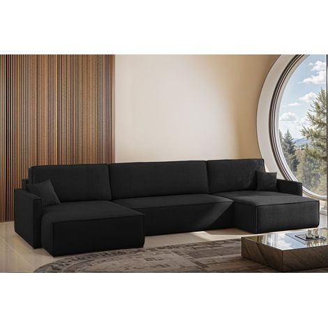 Wohnlandschaft mit Schlaffunktion Sofa LOUIS Stoff Scala Dunkelanthrazit (1/4)
