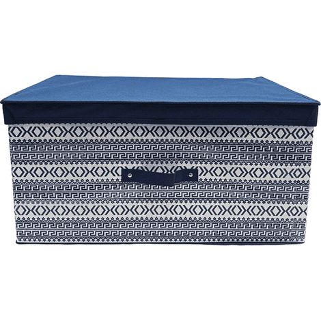 Contenitore scatola salvaspazio armadio abiti biancheria per cambio stagione cm 60x50x30 blu 659ds (1/2)
