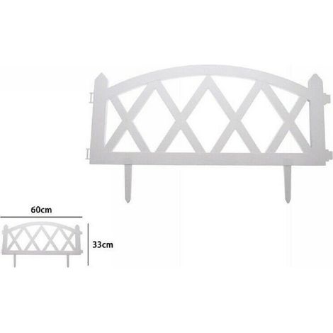 TrAdE Shop Traesio - Staccionata In Plastica Bianco Per Giardino Steccato Patio 60 X 33 Cm 63308 -