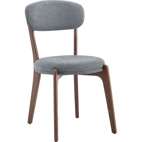 Lot de 2 Essstühle aus Leinen, Metallrahmen, Grau (1/5)