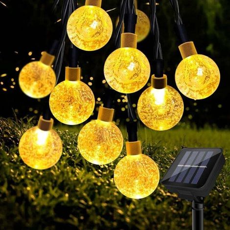 Guirlande Lumineuses Solaires Exterieur, 11M 60 LED Guirlande Lumineuse Solaire Étanche, 8 Modes Guirlande Solaire Exterieur pour Jardin, Terrasse, Fêtes (Blanc Chaud)