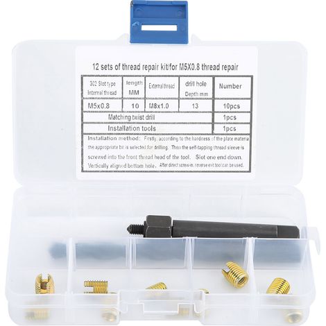 Kit de réparation de filetage M5 x 0,8 (12 pièces) avec inserts autotaraudeurs (1/5)