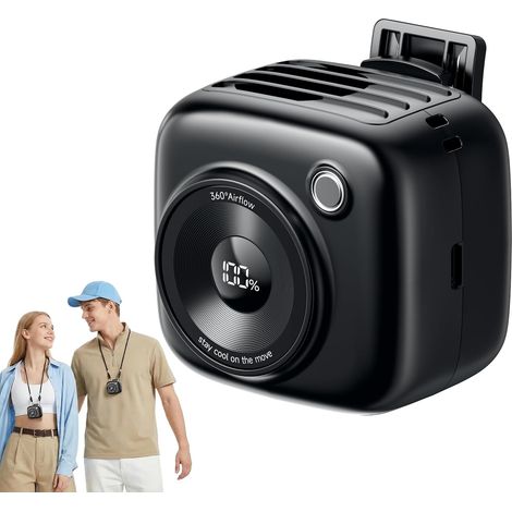 Ventilateur à Pince pour la Taille, avec 3 Vitesses, 3000mAh Ventilateur Ceinture Rechargeable Petit Cou/Main, autonomie 10 Heures, Affichage LED Portable Silencieux Clip pour Extérieur, Voyage (1/5)