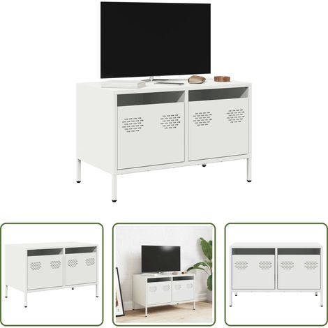 Schrank - TV-Schrank Weiß 68x39x43,5 cm Kaltgewalzter Stahl (1/5)