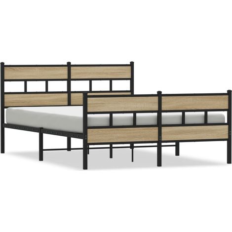 Maison Exclusive - Metallbett ohne Matratze Sonoma-Eiche 160x200