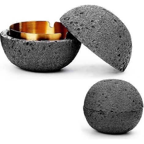 2025 aschenbecher grau geruchsdicht design, Outdoor Aschenbecher Design Mit Deckel Wasserdicht,Zementbeton + Edelstahl, rund Geometrisch Tischdeko ,gr (1/4)