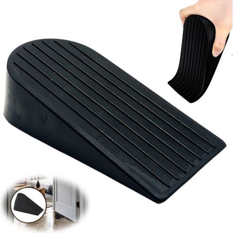 Butée de porte - Grande butée de porte - Cale de porte en caoutchouc - Noir - Butée de porte - 164 x 70 x 48 mm - Cale de porte en caoutchouc - Convient pour la maison et le bureau - Noir (1/5)