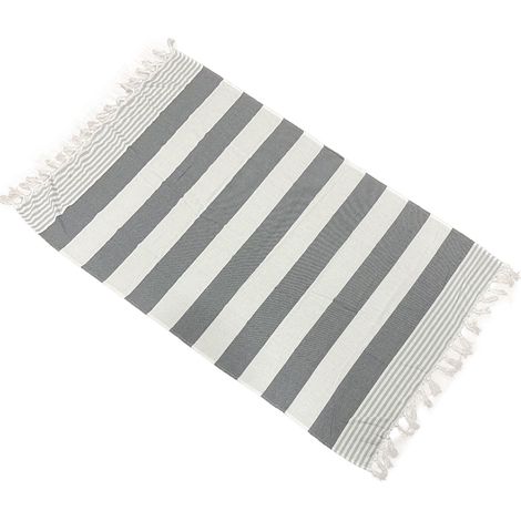 Serviette de plage turque extra large (grisâtre-blanc), 100 % coton, séchage rapide, très absorbante (1/5)