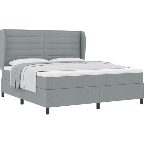 Maison Exclusive - Lit à ressorts avec matelas Gris clair 180 x 200 cm tissu (1/5)