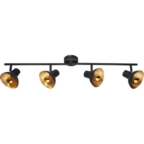 Plafonnier rampe 4 spots en métal effet doré (1/5)