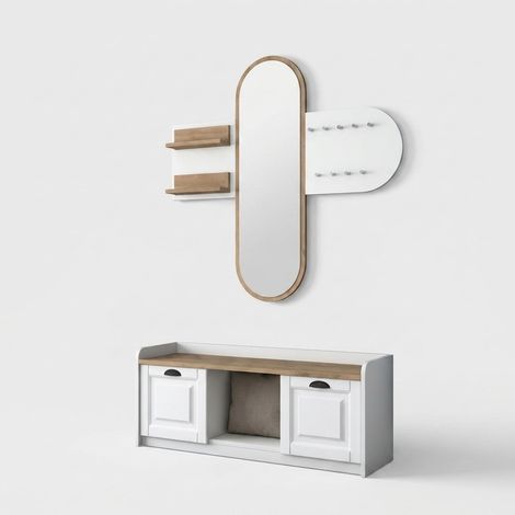 Mueble de entrada con espejo y perchero Iris (1/5)