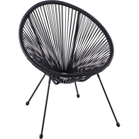 Regalo Italiano Sedia Esterno Nera Intreccio 68×62 H 82 cm