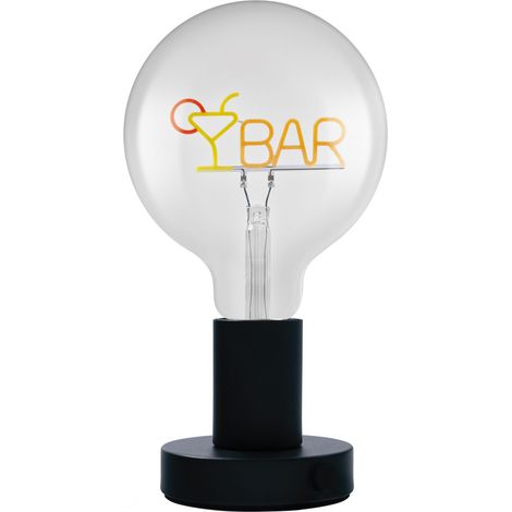 OSRAM Lampe de table LED  1906 Letter, lettrage en barre, néon, 1,2 W, E27, noir, blanc chaud, câble textile