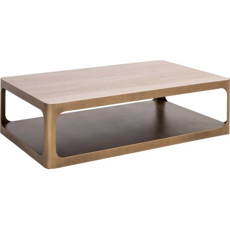 Table basse design plateau réversible céramique et verre noir - Sable doré et noir élégant (1/5)