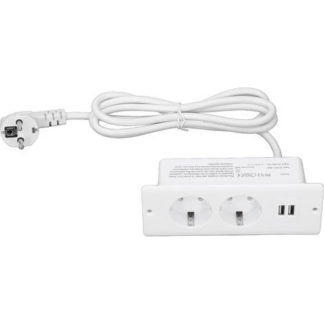 Integrierte Steckdose, 2 x 10-A-USB-Anschlüsse, versenkte Tischsteckdose im Hub mit 1,5 m Kabel (1/5)